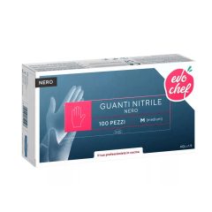   Berica Evo Chef egyszerhasználatos nitril kesztyű fekete, XL, 100 darabos