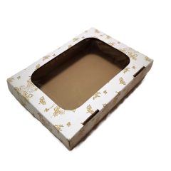   Süteményes fedeles nyitható doboz FAGYÖNGYÖS ablakos 16x22x5 cm