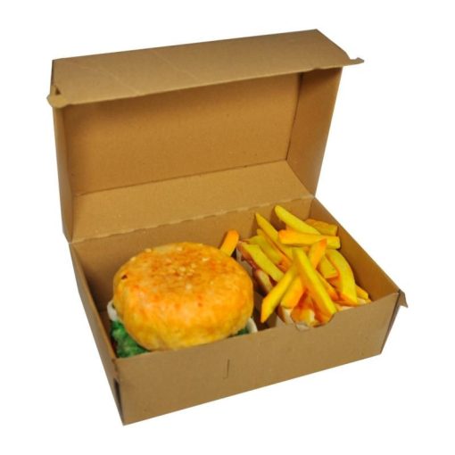 Hamburgeres karton doboz elválasztóval 19x13x11 cm