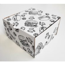 Hamburger kartondoboz fehér mintás 145x145x95 mm