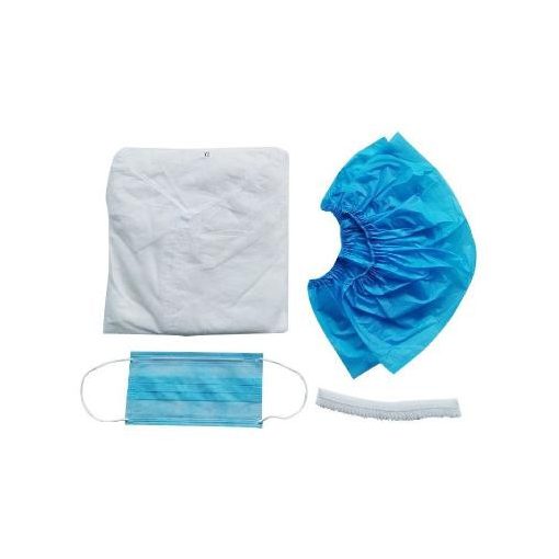 LÁTOGATÓ SZETT, tartalmaz 1db köpenyt,hajhálót,maszkot és 1pár kesztyűt,lábvédőt