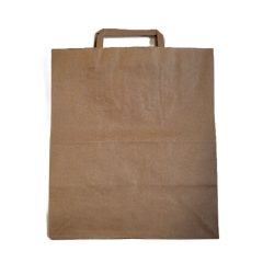 Szalagfüles papírtáska barna 26+17x25 cm