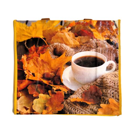 Táska szőtt KÁVÉ és FALEVÉL 43x19x38 cm